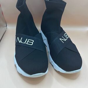 Norma J Baker Women's 40 Pull On Sock Sneakers Black White Chunky Streetwear New
